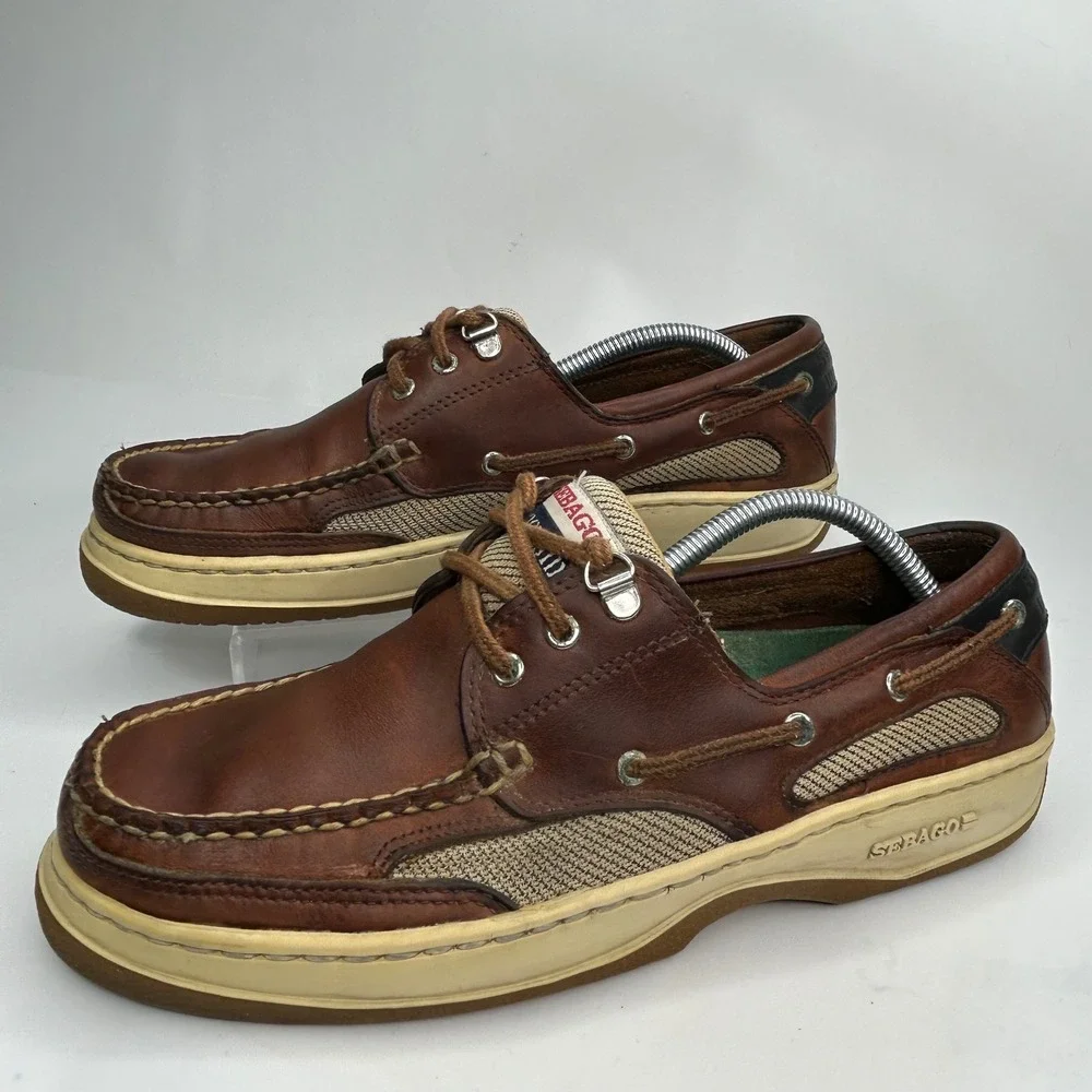 Sebago Docksides Mens 9 Brown Leather Mesh Boat Shoes Deck 393 7056 Clovehitch